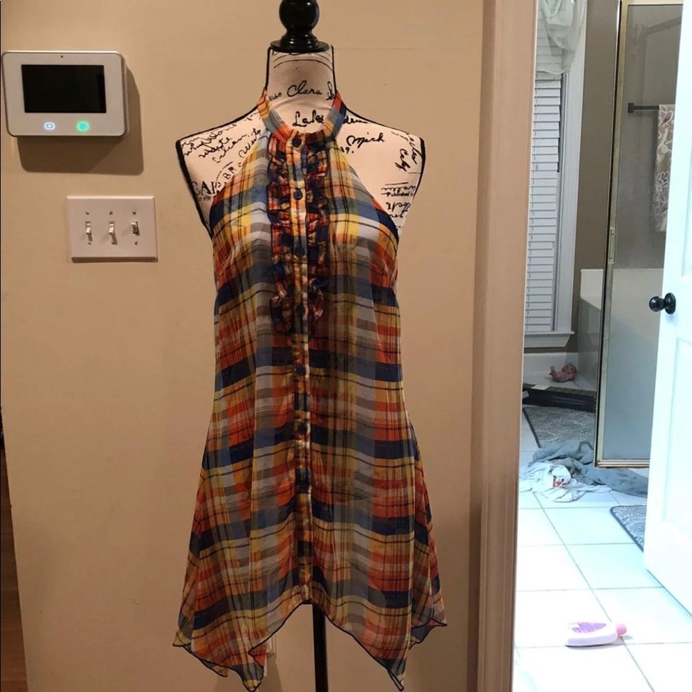 Misope Sheer Button Down Top Size Small